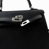 Hermes Handbag Hermes Kelly 25 Black Veau Epsom Leather Palladium Plated 2021 Z - Redeluxe