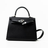 Hermes Handbag Hermes Kelly 25 Black Veau Epsom Leather Palladium Plated 2021 Z - Redeluxe