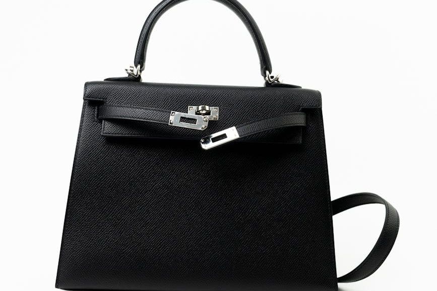 Hermes Handbag Hermes Kelly 25 Black Veau Epsom Leather Palladium Plated 2021 Z - Redeluxe