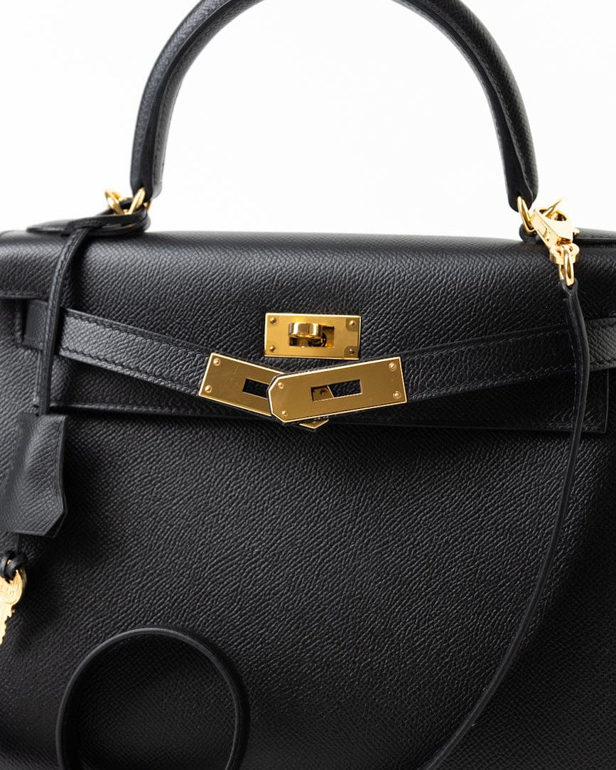 Hermes Handbag Hermes Kelly 28 Veau Epsom Leather Black with Gold Plated Hardware 2019 D - Redeluxe