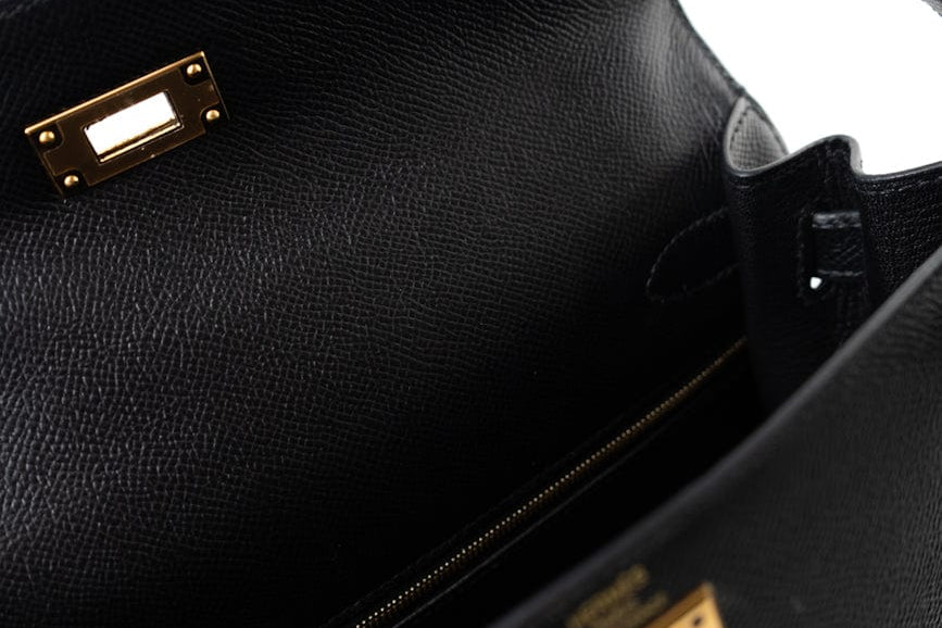 Hermes Handbag Hermes Kelly 28 Veau Epsom Leather Black with Gold Plated Hardware 2019 D - Redeluxe