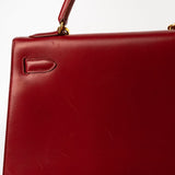 Hermes Handbag Hermes Kelly 32 Rouge Vif Veau Box Calfskin Leather Gold Plated Hardware 1998 B Stamp - Redeluxe