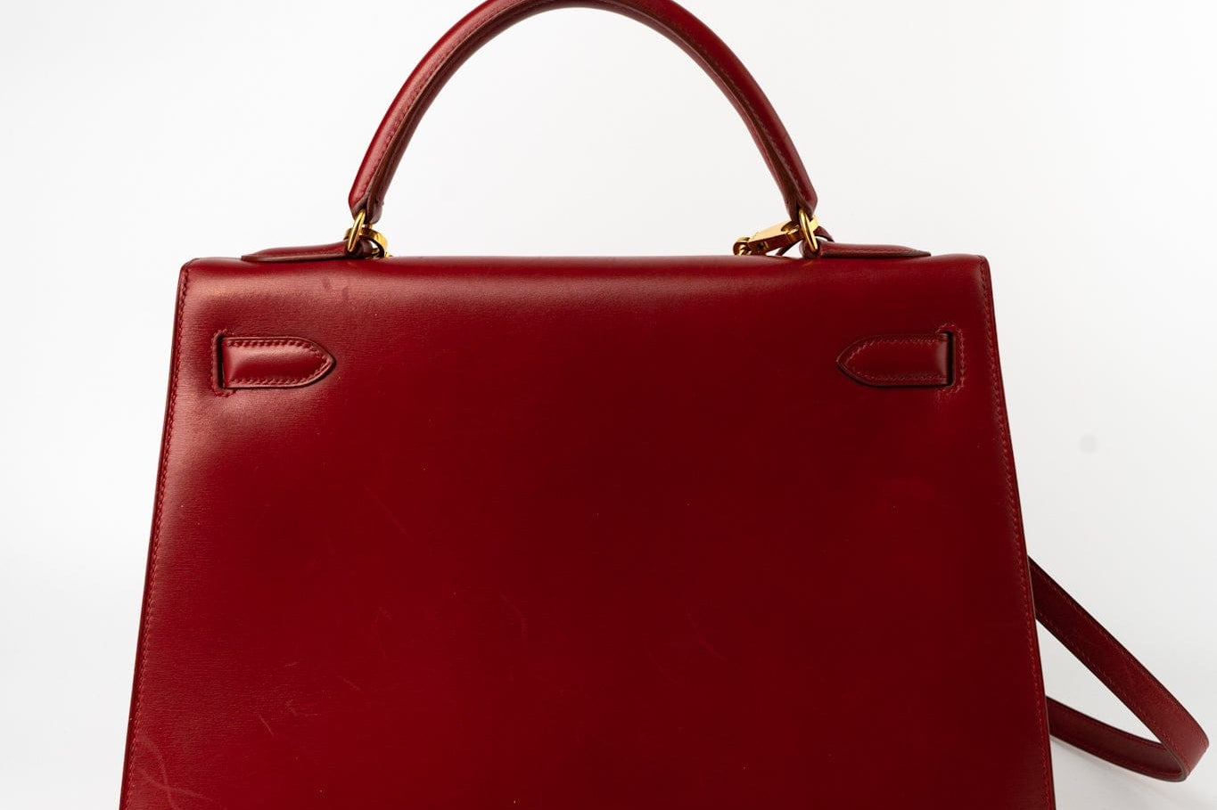 Hermes Handbag Hermes Kelly 32 Rouge Vif Veau Box Calfskin Leather Gold Plated Hardware 1998 B Stamp - Redeluxe