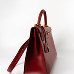 Hermes Handbag Hermes Kelly 32 Rouge Vif Veau Box Calfskin Leather Gold Plated Hardware 1998 B Stamp - Redeluxe