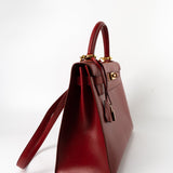 Hermes Handbag Hermes Kelly 32 Rouge Vif Veau Box Calfskin Leather Gold Plated Hardware 1998 B Stamp - Redeluxe