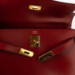 Hermes Handbag Hermes Kelly 32 Rouge Vif Veau Box Calfskin Leather Gold Plated Hardware 1998 B Stamp - Redeluxe