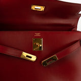 Hermes Handbag Hermes Kelly 32 Rouge Vif Veau Box Calfskin Leather Gold Plated Hardware 1998 B Stamp - Redeluxe