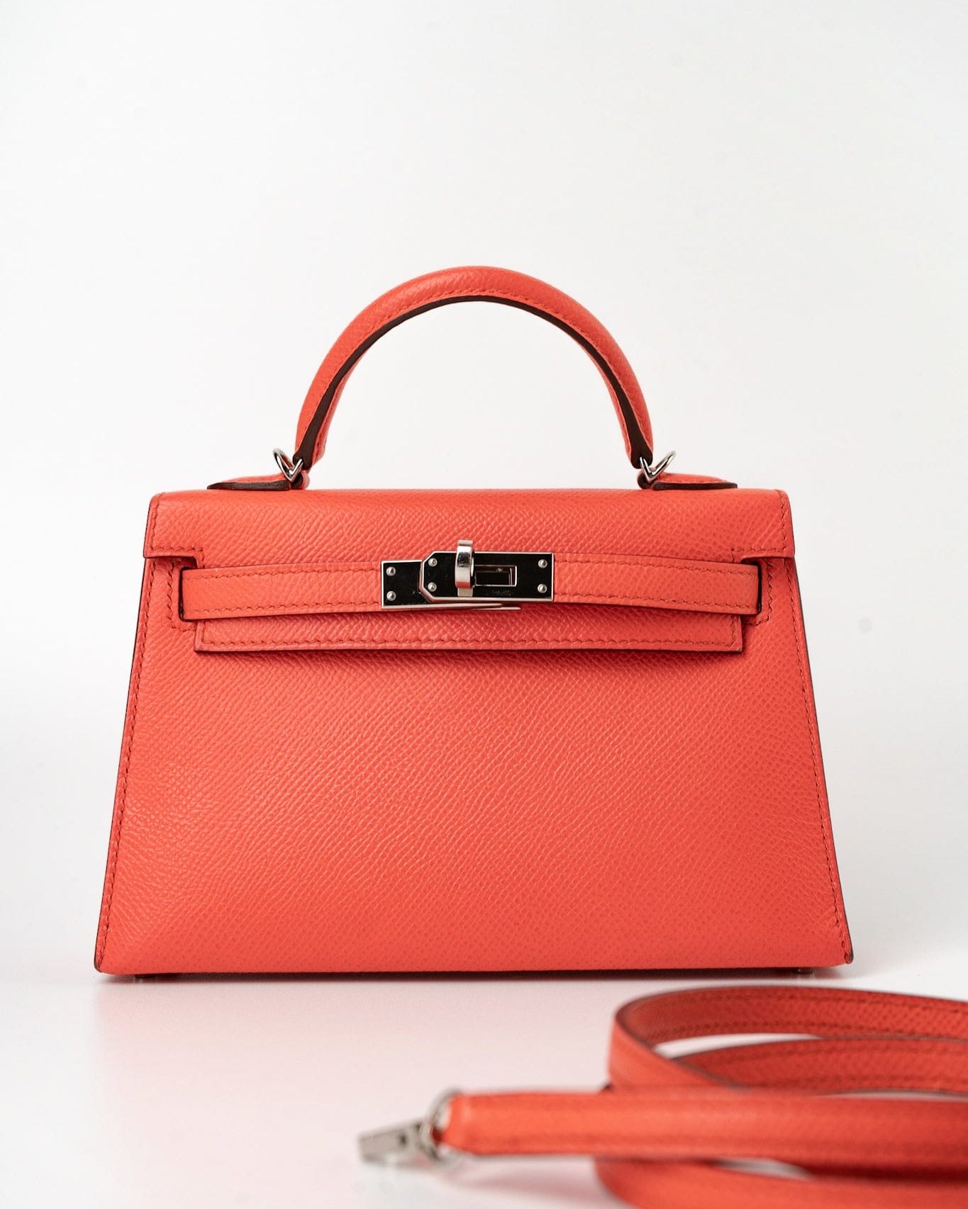 Hermes Handbag Hermes Kelly Mini II Rose Texas Veau Epsom Leather Palladium plated 2021 Z - Redeluxe