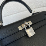 Hermes Handbag Hermes Kelly Sellier 25 Bleu Indigo Veau Epsom Leather Palladium Plated 2020 Y - Redeluxe