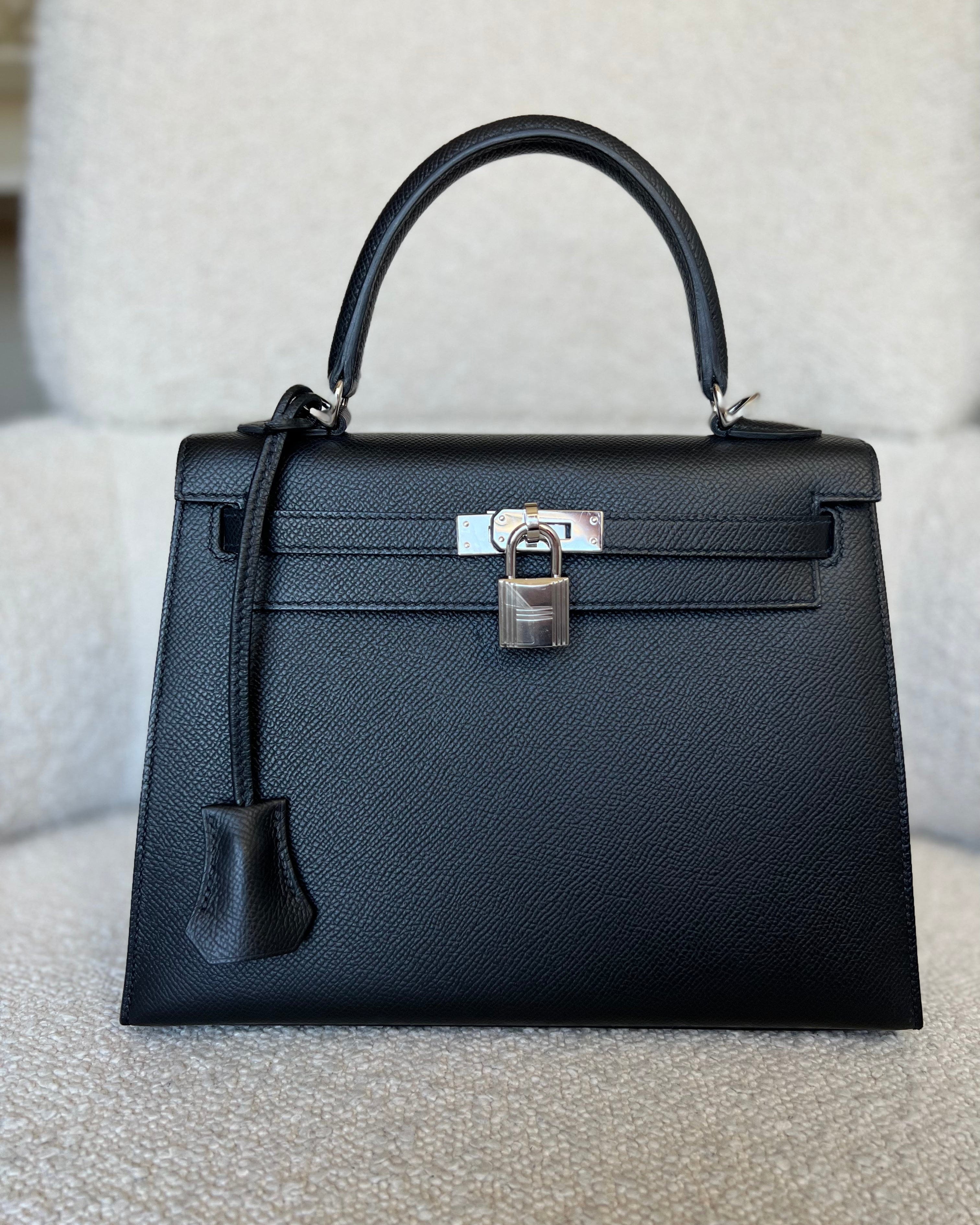 Hermes Handbag Hermes Kelly Sellier 25 Bleu Indigo Veau Epsom Leather Palladium Plated 2020 Y - Redeluxe