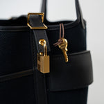 Hermes Handbag Hermès Picotin Cargo 18 Black Swift and Toile Canvas Gold Hardware - Redeluxe