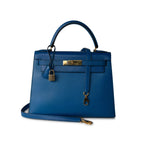 Hermes Handbag Hermes Vintage Kelly 28 Couchvel Blue France Y Stamp - Redeluxe