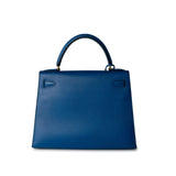 Hermes Handbag Hermes Vintage Kelly 28 Couchvel Blue France Y Stamp - Redeluxe
