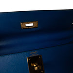 Hermes Handbag Hermes Vintage Kelly 28 Couchvel Blue France Y Stamp - Redeluxe