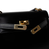 Hermes Handbag Hermes Vintage Mini Kelly Black Box Calfskin Leather Shoulder Bag - Redeluxe