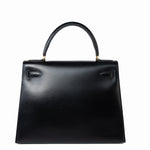 Hermes Handbag Kelly 28 Black Box Calfskin Leather Gold Hardware - Redeluxe