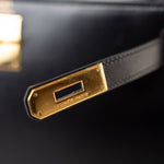 Hermes Handbag Kelly 28 Black Box Calfskin Leather Gold Hardware - Redeluxe