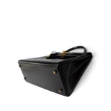 Hermes Handbag Kelly / Black Kelly 28 Black Box Calfskin Gold Plated V Stamp - Redeluxe