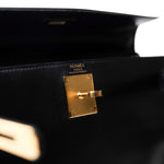 Hermes Handbag Kelly / Black Kelly 28 Black Box Calfskin Gold Plated V Stamp - Redeluxe