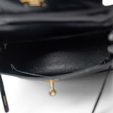 Hermes Handbag Kelly / Black Kelly 28 Black Box Calfskin Gold Plated V Stamp - Redeluxe