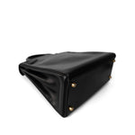 Hermes Handbag Kelly / Black Kelly 28 Retourne Black Box Calfskin Leather Gold Plated Hardware A Square Stamp - Redeluxe