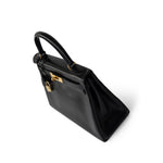 Hermes Handbag Kelly / Black Kelly 28 Retourne Black Box Calfskin Leather Gold Plated Hardware A Square Stamp - Redeluxe