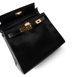 Hermes Handbag Kelly / Black Kelly 28 Retourne Black Box Calfskin Leather Gold Plated Hardware A Square Stamp - Redeluxe