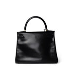 Hermes Handbag Kelly / Black Kelly 28 Retourne Black Box Calfskin Leather Gold Plated Hardware A Square Stamp - Redeluxe