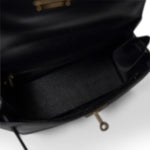 Hermes Handbag Kelly / Black Kelly 28 Sellier Black Box Calfskin Gold Plated P Circle Stamp - Redeluxe