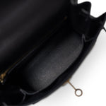 Hermes Handbag Kelly / Black Kelly Sellier 25 Black Veau Epsom Leather Gold Plated Hardware C Stamp - Redeluxe