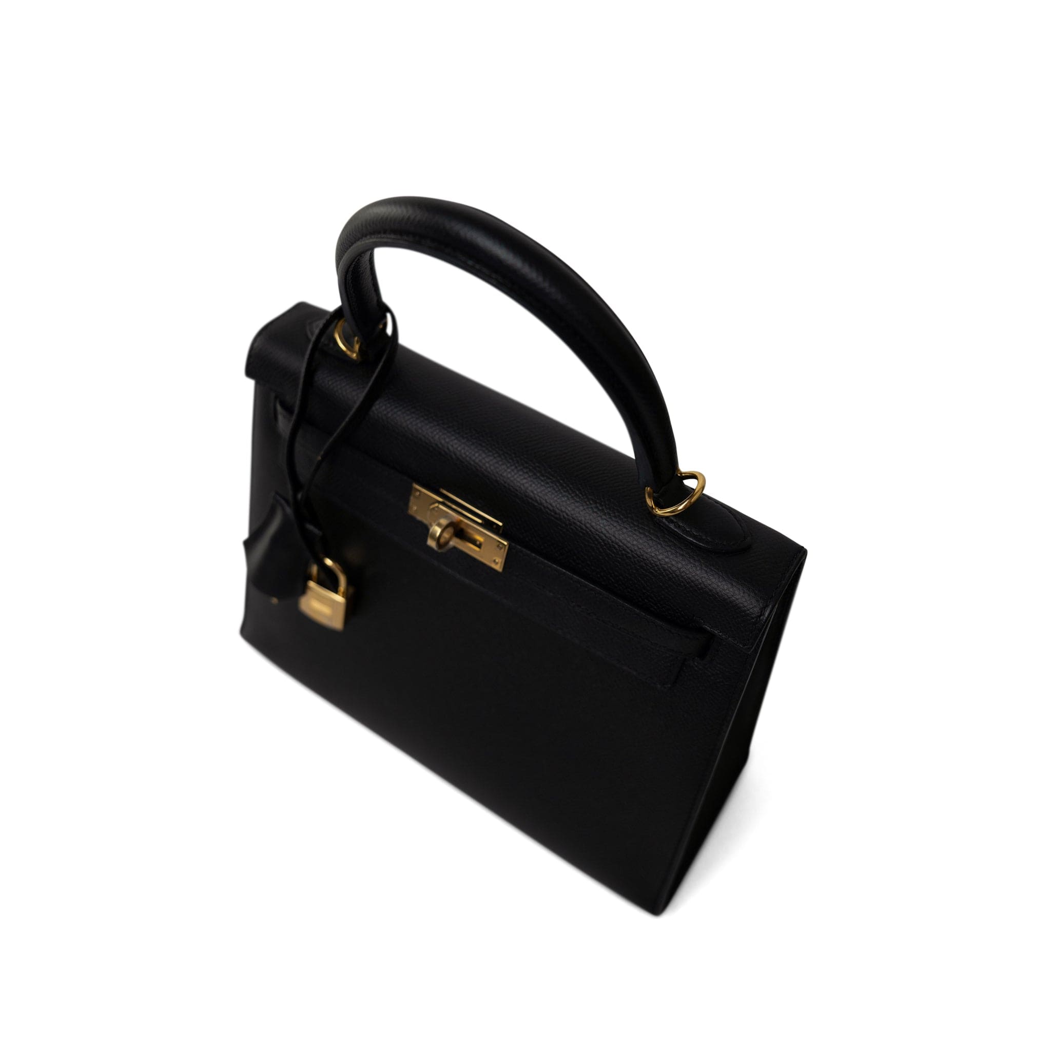 Hermes Handbag Kelly / Black Kelly Sellier 25 Black Veau Epsom Leather Gold Plated Hardware C Stamp - Redeluxe