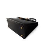 Hermes Handbag Kelly / Black Kelly Sellier 25 Black Veau Epsom Leather Gold Plated Hardware C Stamp - Redeluxe