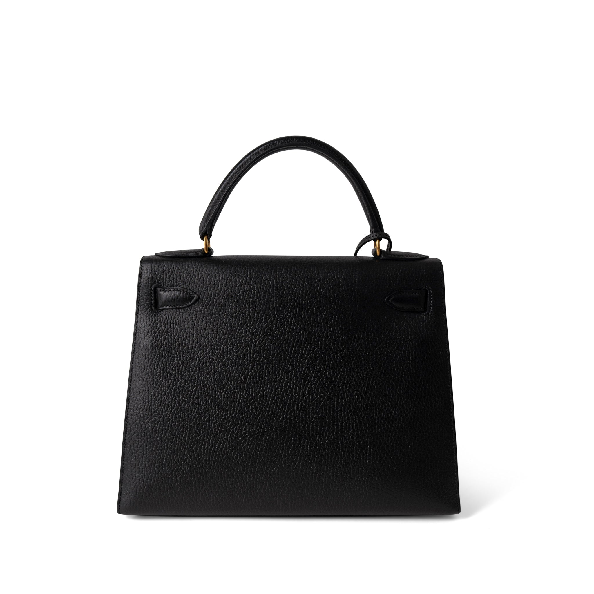 Hermes Handbag Kelly / Black Kelly Sellier 28 Black Ardennes Gold Plated A Square Stamp - Redeluxe