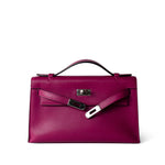 Hermes Handbag Kelly Kelly Pochette Rose Pourpre Swift Palladium Plated Hardware C Stamp - Redeluxe