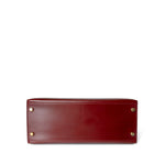 Hermes Handbag Kelly / Red Kelly 28 Rouge Box Calfskin Gold Plated V Stamp - Redeluxe