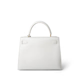 Hermes Handbag Kelly / White Kelly Sellier 28 White Veau Graine Gold Plated W Circle Stamp - Redeluxe