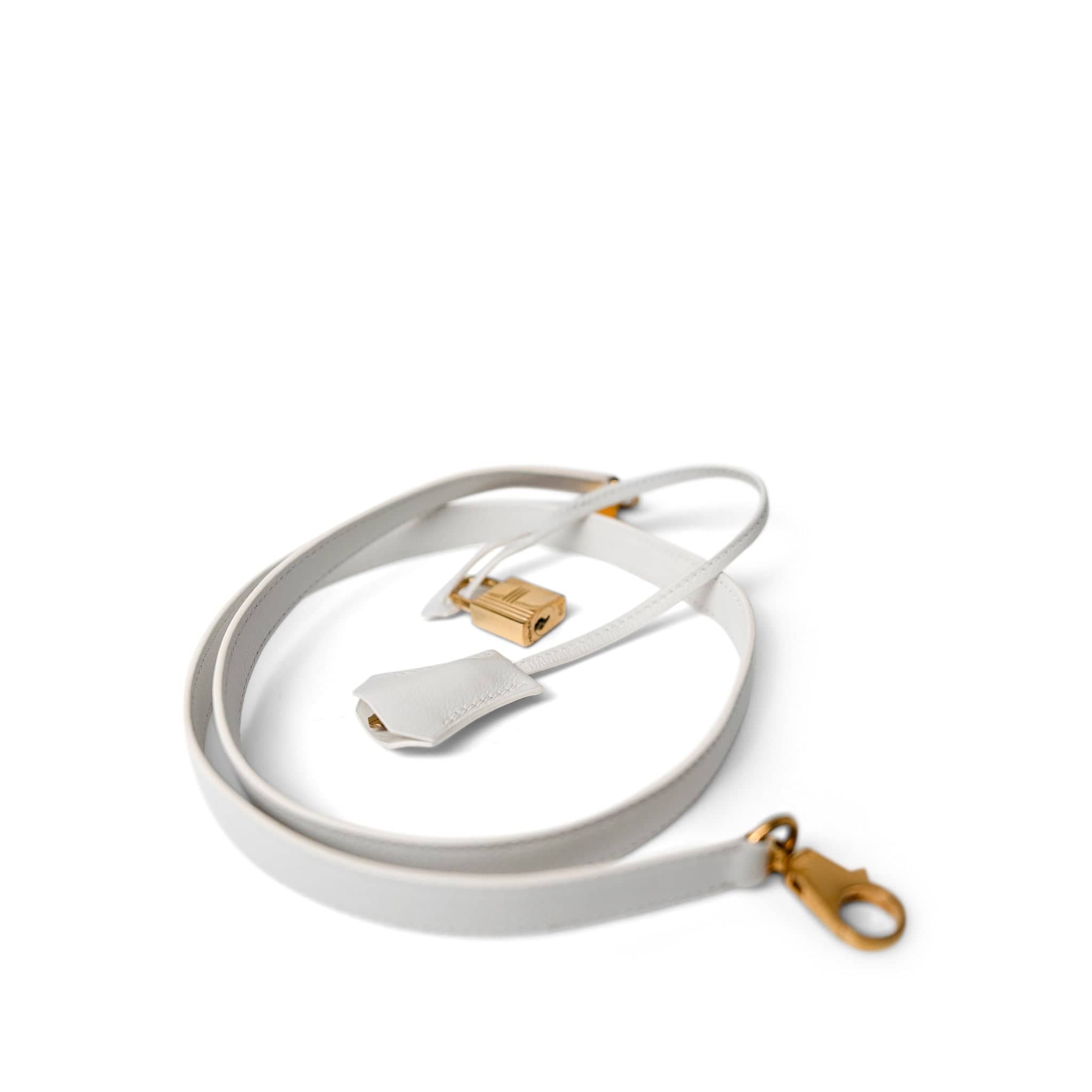 Hermes Handbag Kelly / White Kelly Sellier 28 White Veau Graine Gold Plated W Circle Stamp - Redeluxe