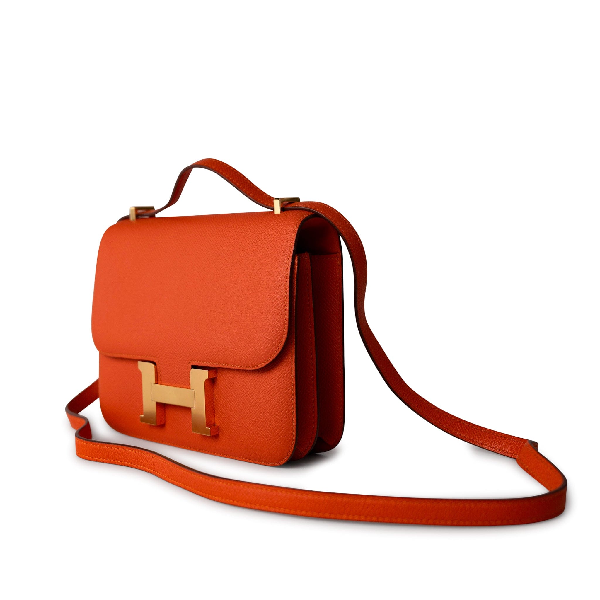 Hermes Handbag Orange / 18 / Epsom Orange Feu Constance 18 Veau Epsom Leather Gold Plated Hardware X Stamp - Redeluxe