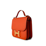 Hermes Handbag Orange / 18 / Epsom Orange Feu Constance 18 Veau Epsom Leather Gold Plated Hardware X Stamp - Redeluxe