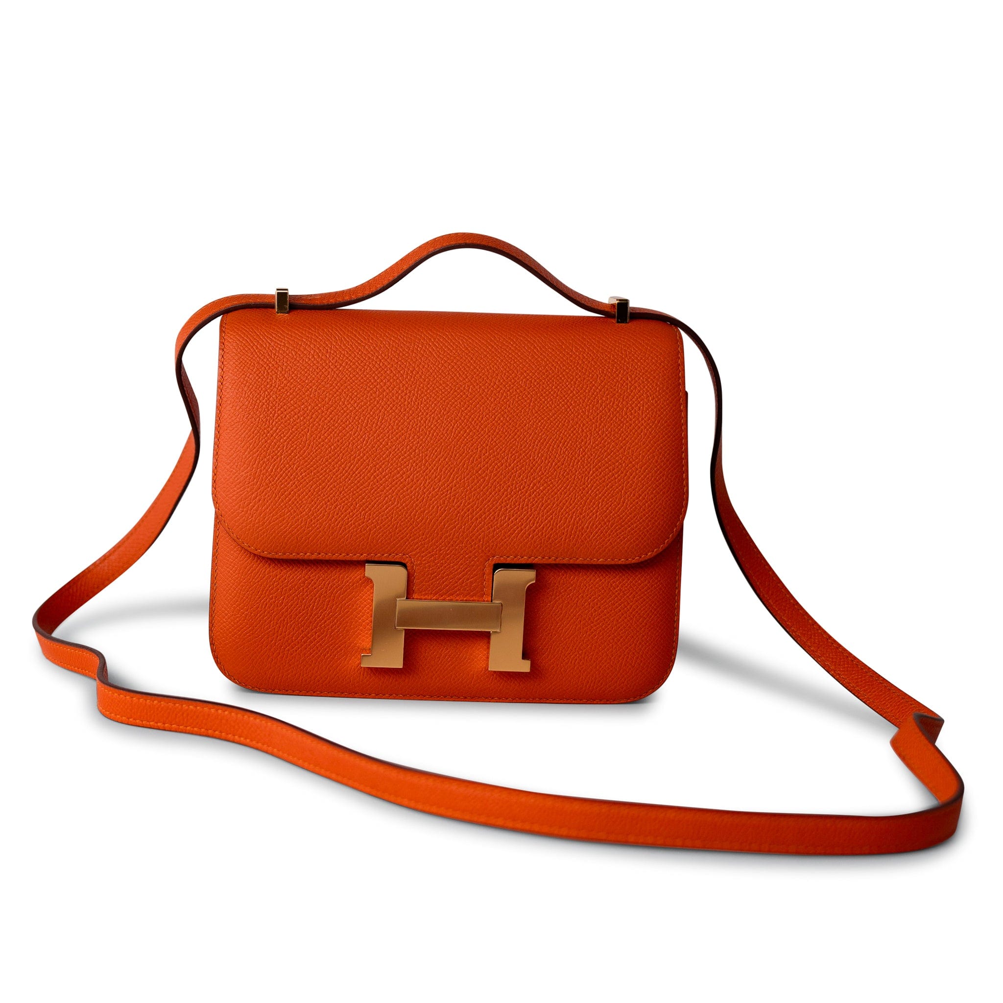 Hermes Handbag Orange / 18 / Epsom Orange Feu Constance 18 Veau Epsom Leather Gold Plated Hardware X Stamp - Redeluxe