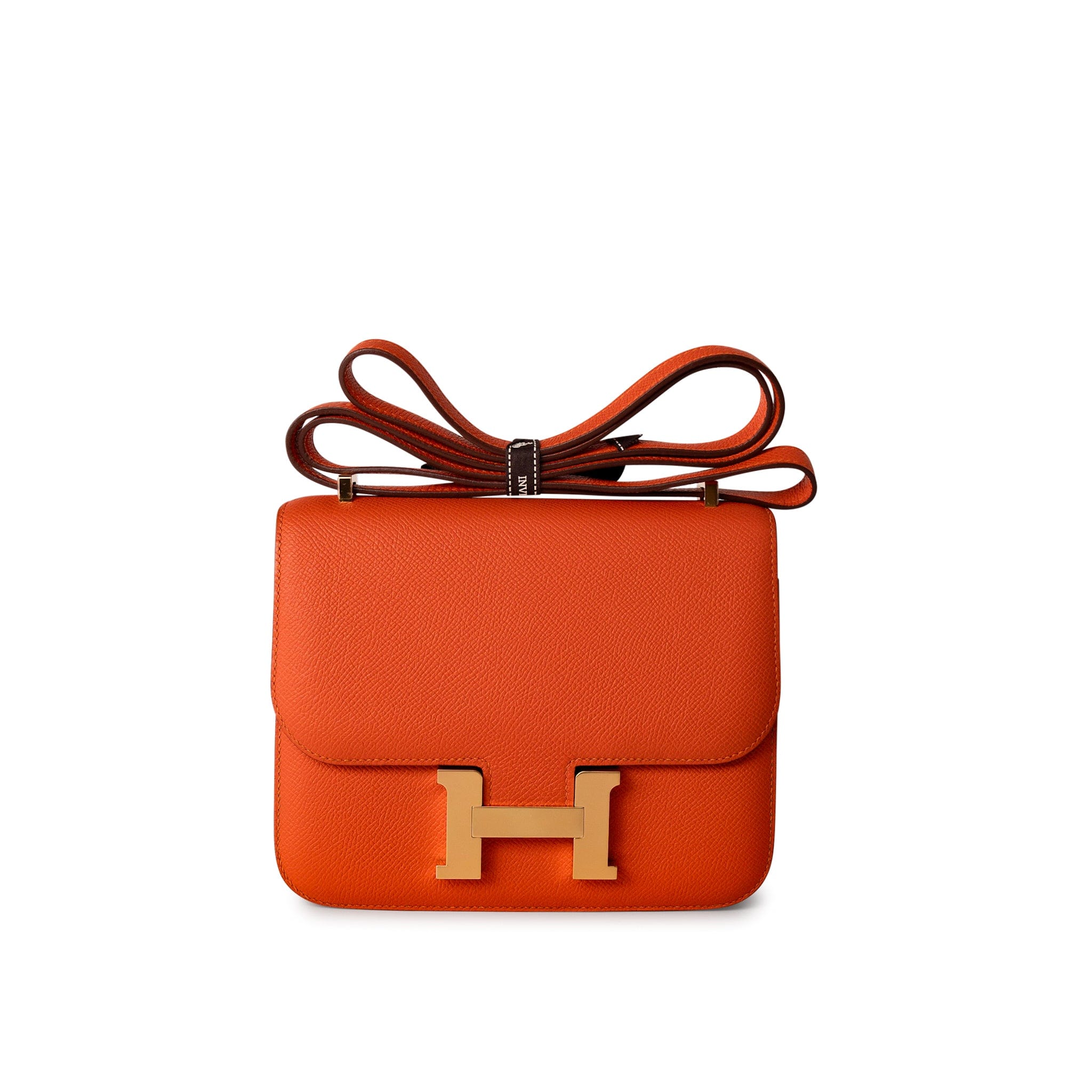 Hermes Handbag Orange / 18 / Epsom Orange Feu Constance 18 Veau Epsom Leather Gold Plated Hardware X Stamp - Redeluxe