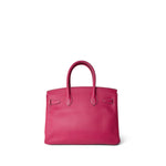 Hermes Handbag Pink Birkin 30 (Candy Model) Rose Tyrien / Rubis Veau Epsom Leather Palladium Plated P Square Stamp - Redeluxe