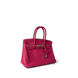 Hermes Handbag Pink Birkin 30 (Candy Model) Rose Tyrien / Rubis Veau Epsom Leather Palladium Plated P Square Stamp - Redeluxe