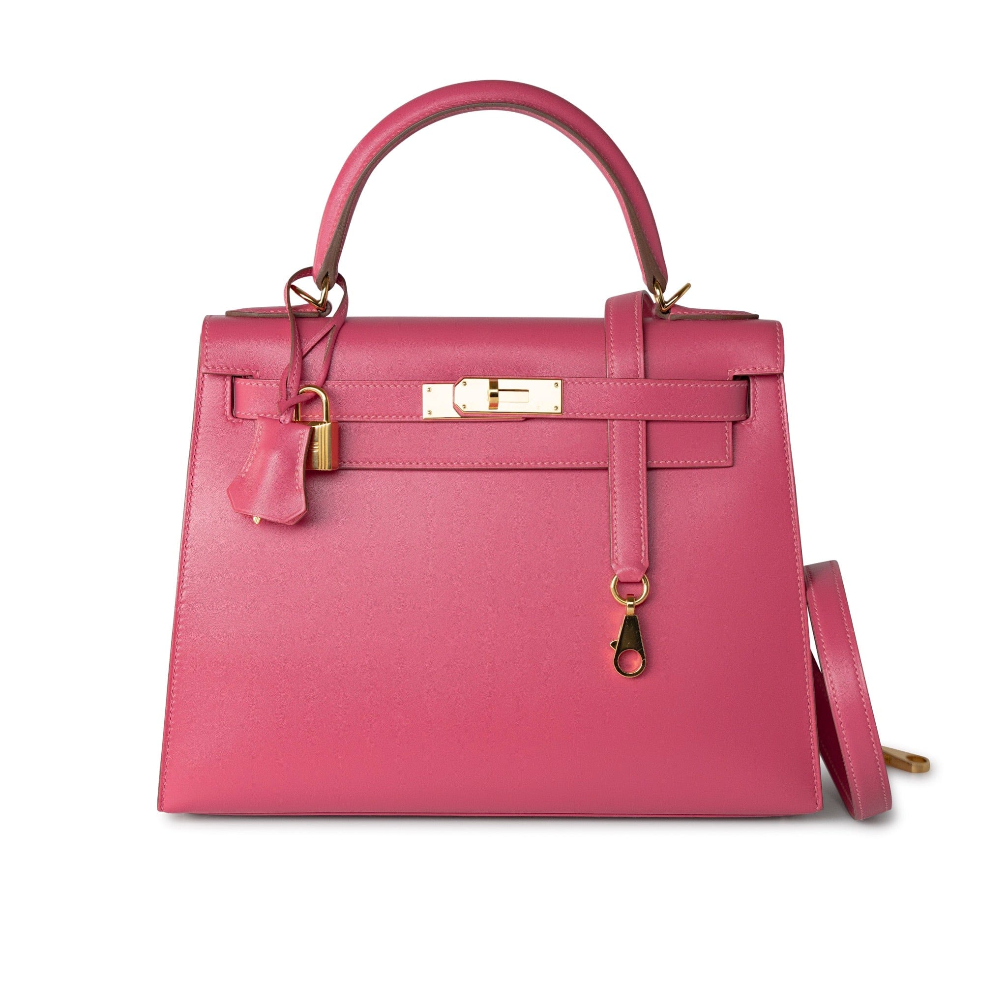 Hermes Handbag Pink Kelly 28 Rose Lipstick Veau Tadelakt Gold Plated Hardware C Stamp - Redeluxe