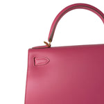 Hermes Handbag Pink Kelly 28 Rose Lipstick Veau Tadelakt Gold Plated Hardware C Stamp - Redeluxe