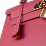 Hermes Handbag Pink Kelly 28 Rose Lipstick Veau Tadelakt Gold Plated Hardware C Stamp - Redeluxe