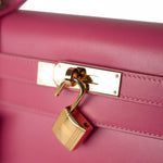 Hermes Handbag Pink Kelly 28 Rose Lipstick Veau Tadelakt Gold Plated Hardware C Stamp - Redeluxe