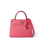 Hermes Handbag Pink / Kelly Kelly Sellier 25 Rose Azalee/ Pink Veau Epsom Gold Plated C Stamp - Redeluxe