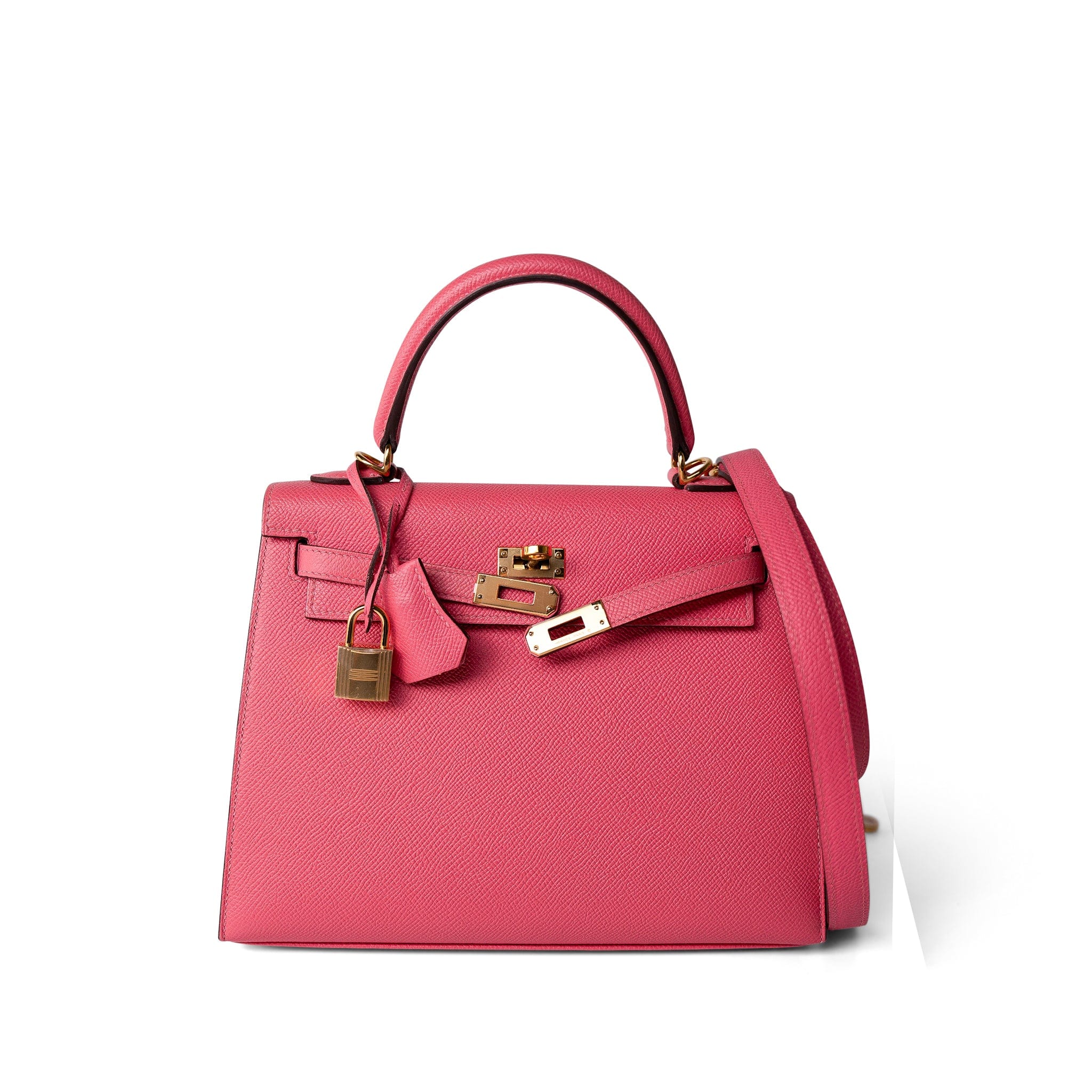 Hermes Handbag Pink / Kelly Kelly Sellier 25 Rose Azalee/ Pink Veau Epsom Gold Plated C Stamp - Redeluxe