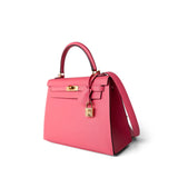 Hermes Handbag Pink / Kelly Kelly Sellier 25 Rose Azalee/ Pink Veau Epsom Gold Plated C Stamp - Redeluxe